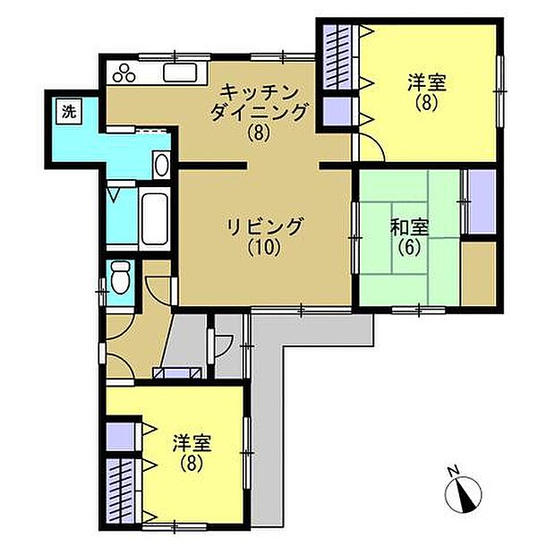 【リフォーム後間取り図】LDKは広々の18帖。1坪のユニットバスを設置致しました。ボイラー置き場を洗面所と一体にし拡張しましたので広々で使い勝手も良くなりました。