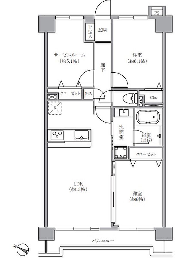 リーベスト薬園台(2SLDK) 2階/2階部分の間取り