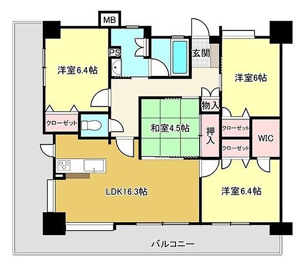 アンピール東郷駅前(4LDK) 9階の間取り