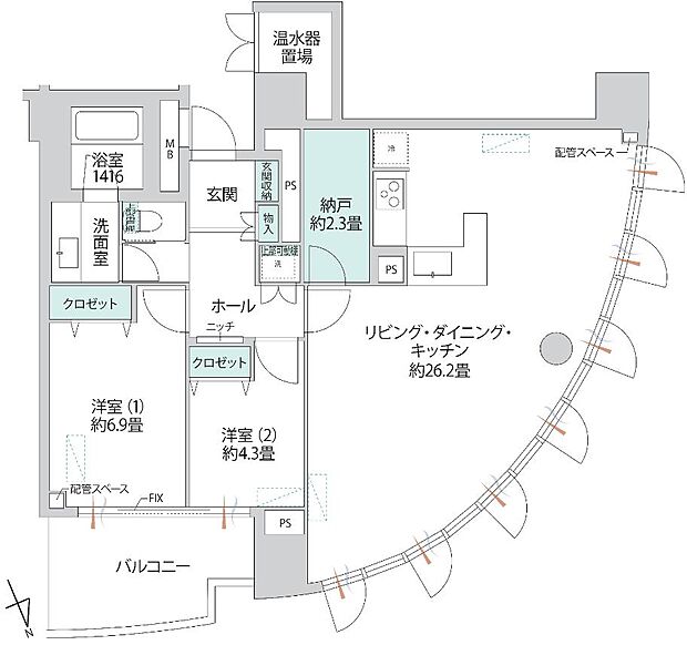 東高西ヶ原ペアシティ(2LDK) 10階の間取り