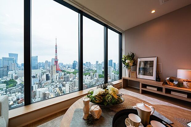 リビングからの眺望　東京タワーを望む