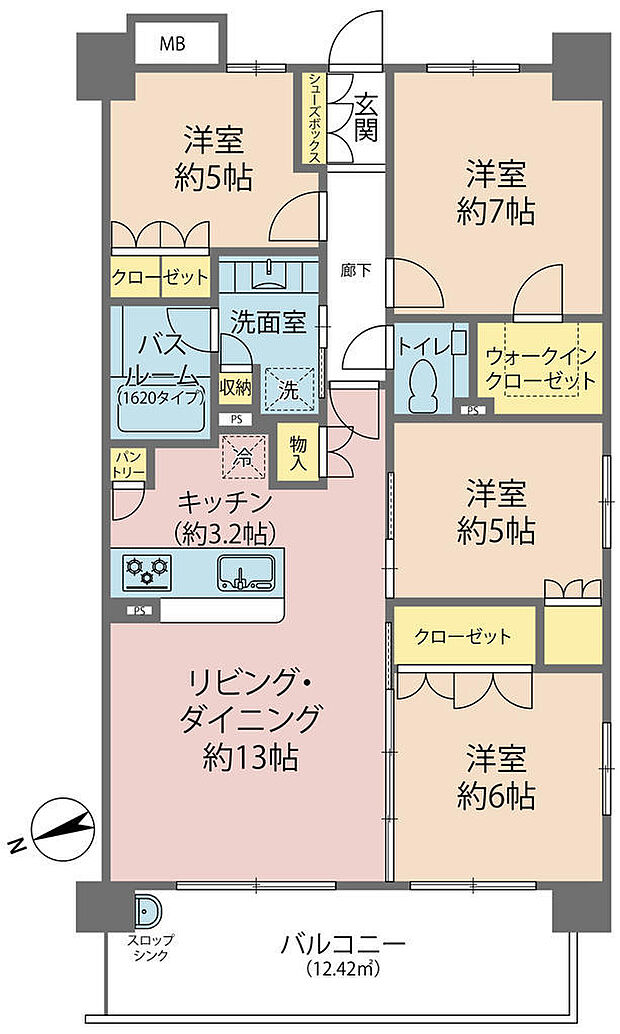 ４ＬＤＫ　南西角部屋の採光通風良好です