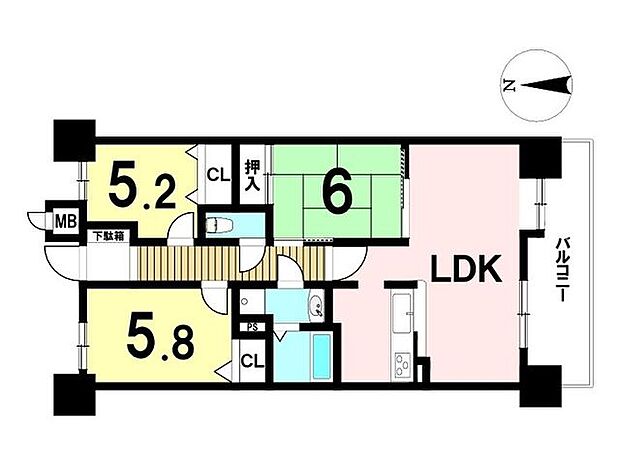 アメニティ大治二番館(3LDK) 9階の間取り