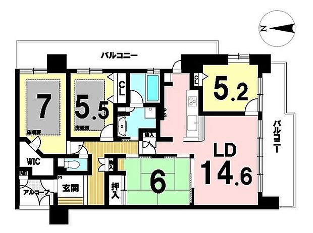 アメニティ大治四番館(4LDK) 6階の間取り