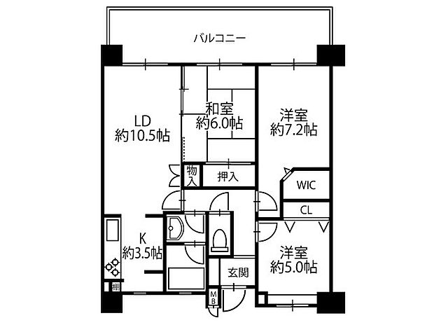 東急ドエルアルス明石朝霧台(3LDK) 7階の間取り