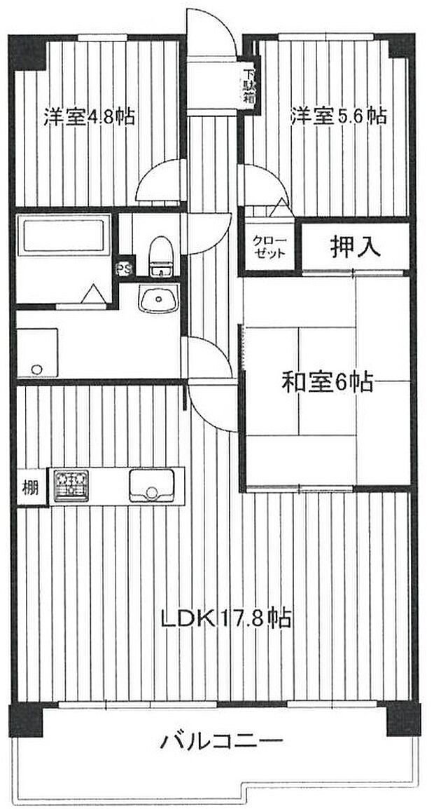 朝日プラザCITYウエストヒル神戸E棟(3LDK) 11階の間取り