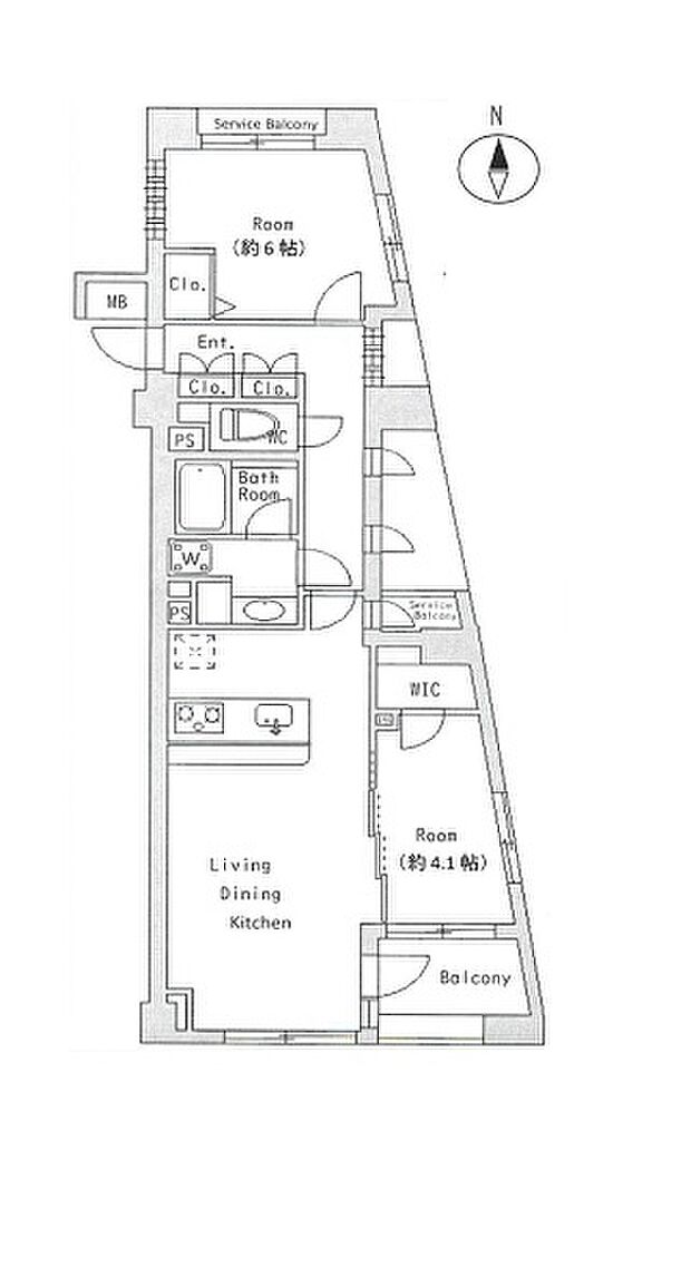 ブリリア新宿若松町ｉｄ(2LDK) 2階/2階の間取り