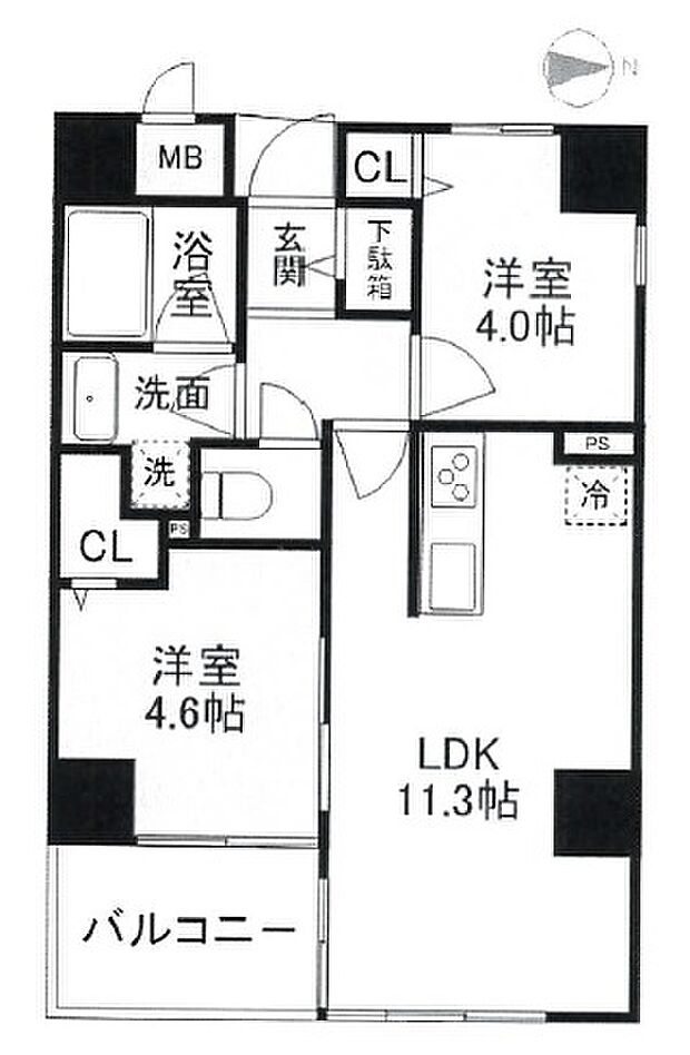 プランティーヌデュオ舎人(2LDK) 3階/3階の間取り