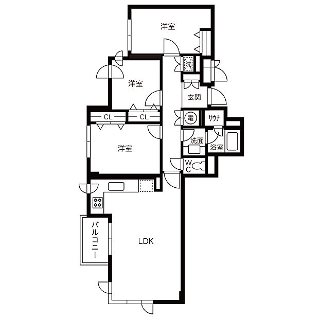 アルファコート伏見(3LDK) 2階/202の間取り