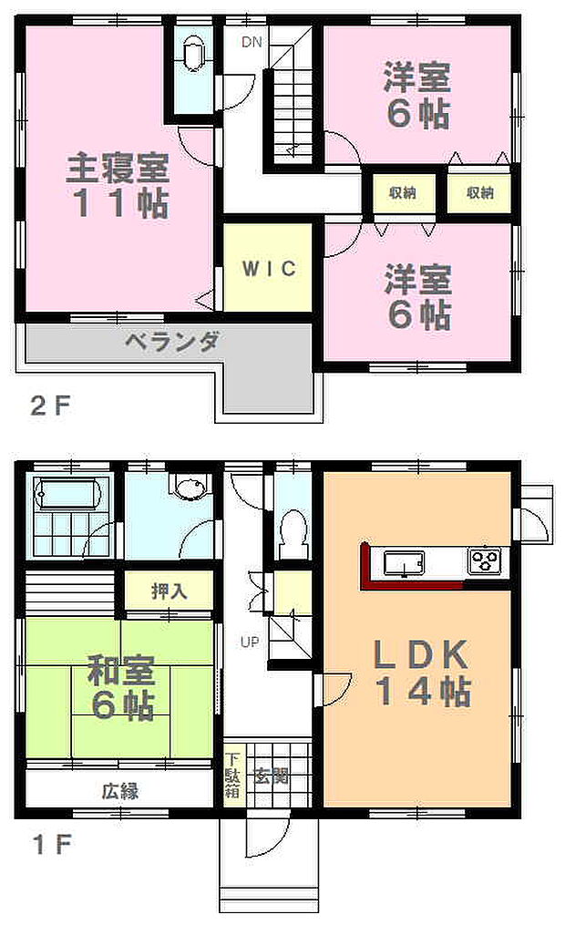 小山市城北　中古戸建(4LDK)の間取り