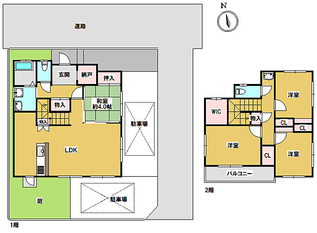 1階2階共にトイレ洗面台つきの物件です