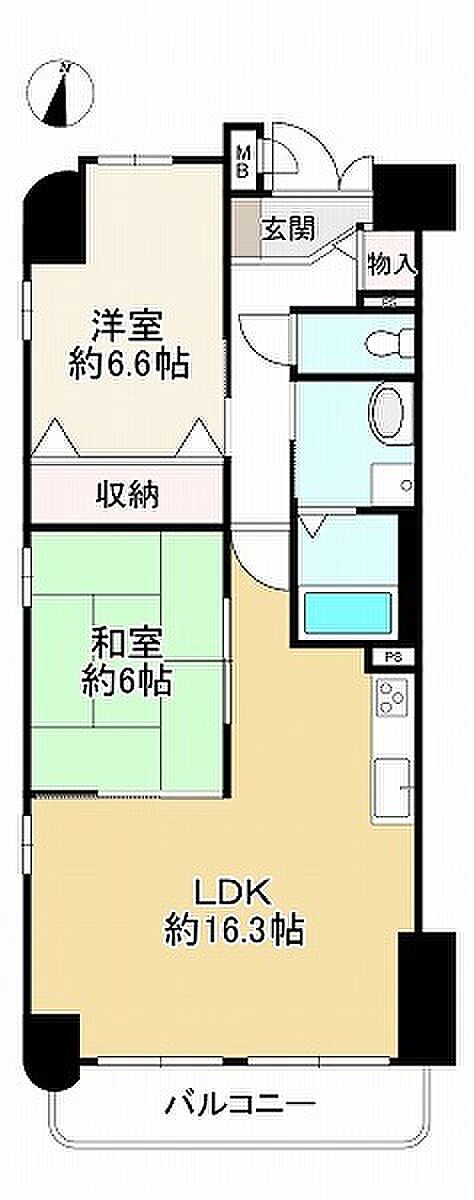 セトルコート山御影(2LDK) 4階の間取り