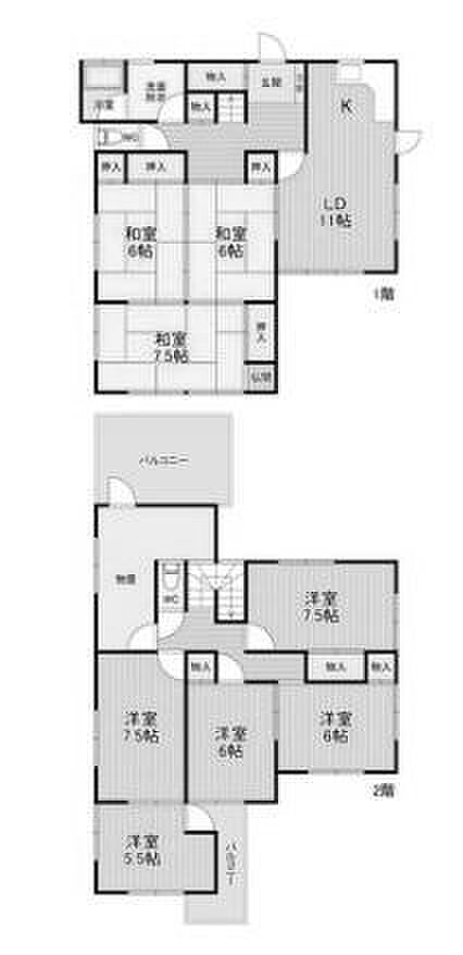 結城市結城　中古戸建(8LDK)の間取り