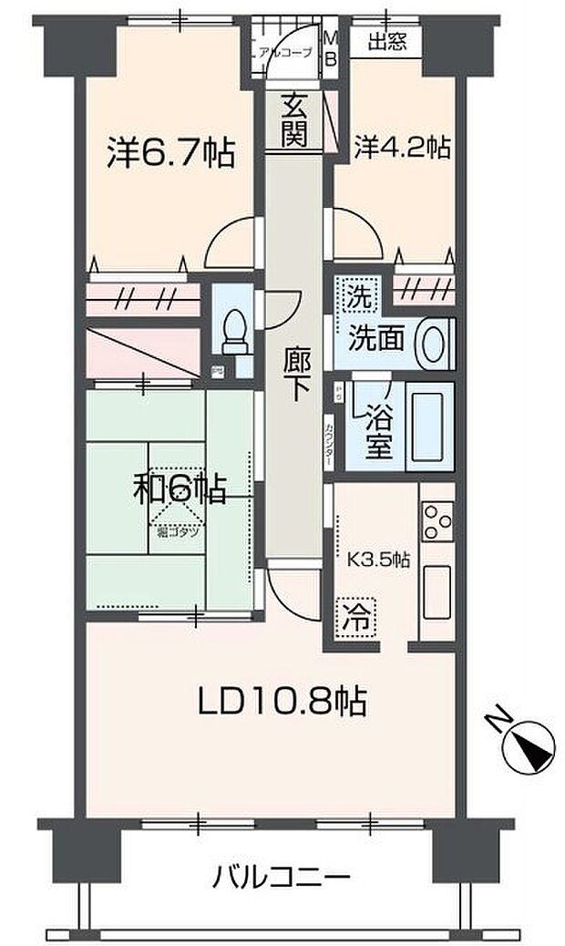 ハーモニータウン新取手弐番館(3LDK) 10階の間取り