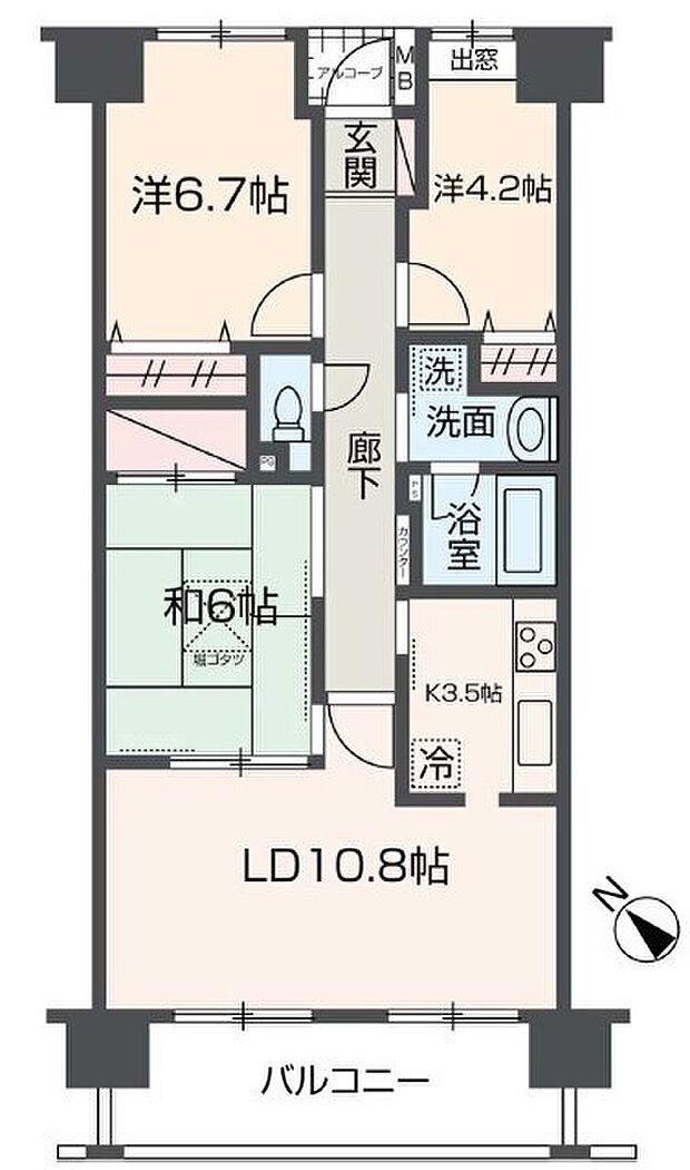 ハーモニータウン新取手弐番館(3LDK) 12階の間取り