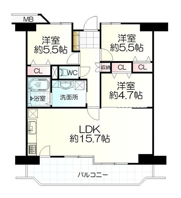 ラルゴ岩沼セントラルプラザ(3LDK) 9階の間取り