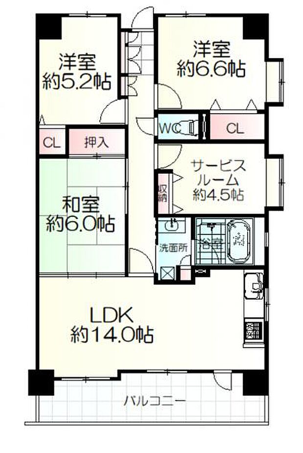 ライオンズマンション東仙台(3SLDK) 6階の間取り