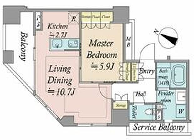 五番町マンション　9階角住戸の明るいお部屋