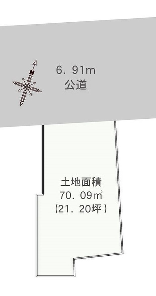 前面道路も6．91ｍと広々。車庫入れの苦手な方でもラクラク駐車が可能です。 