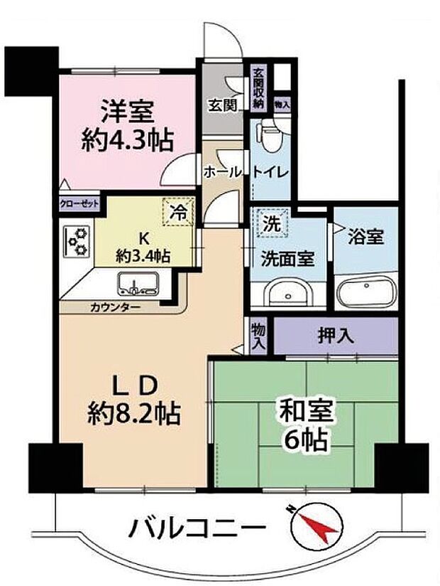 エヴァーグリーン堀切(2LDK) 2階の間取り