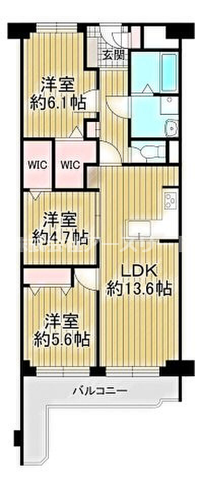 日商岩井第6緑地公園マンション(3LDK) 4階の間取り