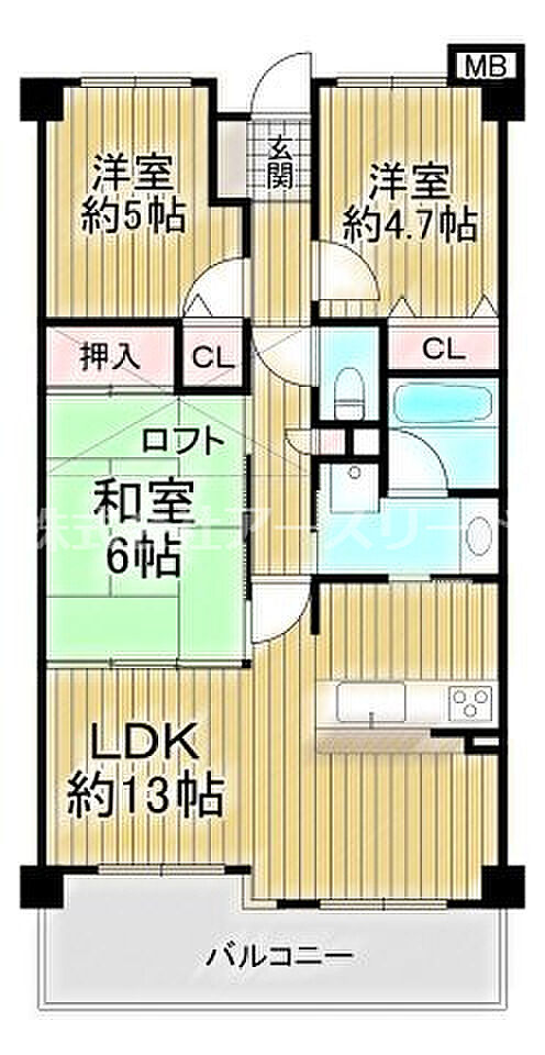 レジオン上新庄(3LDK) 8階の間取り