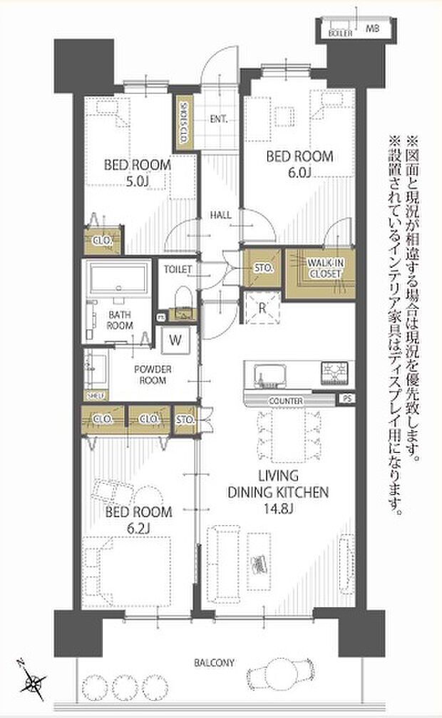 フォレストレジデンス(3LDK) 12階/1222号室の間取り