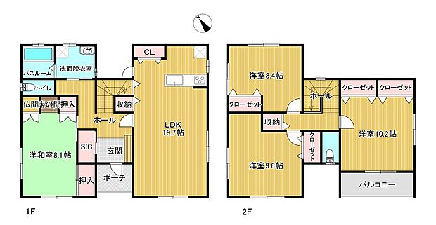 小野市育ヶ丘町　中古戸建(4LDK)の間取り