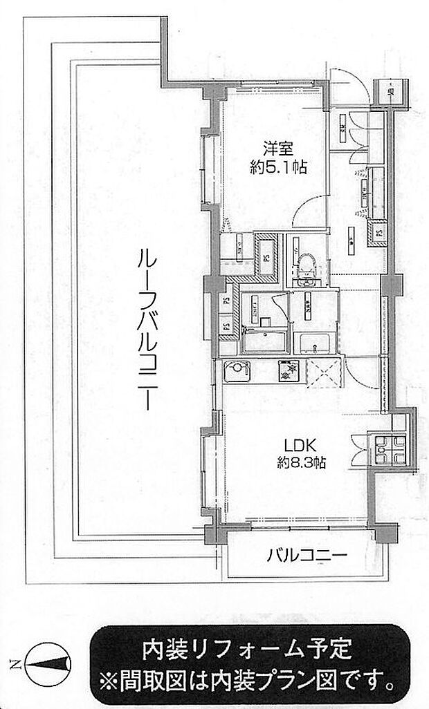 桜台フラワーホーム(1LDK) 5階の間取り