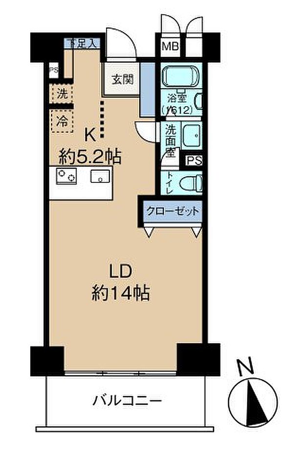 2022年リノベーション工事済物件　パーク・ノヴァ調布　2階　388(1R) 2階の間取り