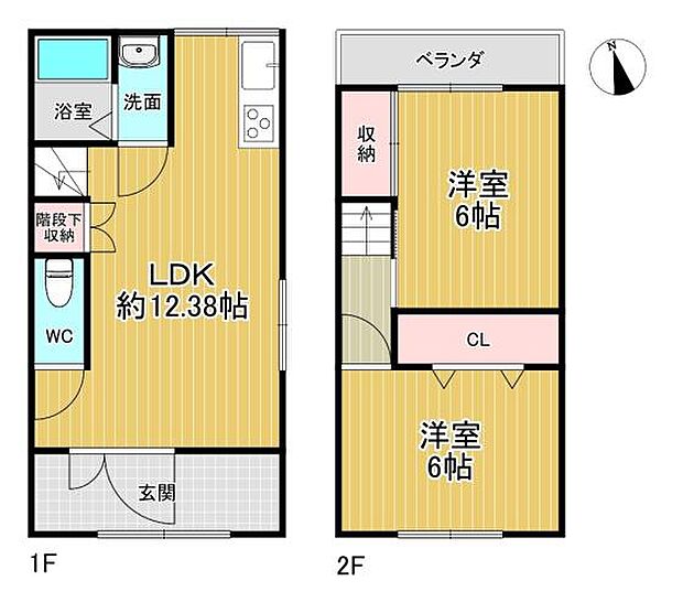 八尾市竹淵東1丁目(2LDK)の間取り