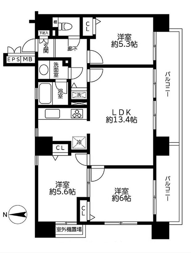 ハイシティ東府中(3LDK) 3階の間取り