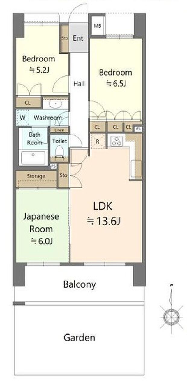 ライオンズ聖蹟桜ヶ丘パシーナB棟(3LDK) 1階の間取り