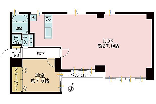 1LDK、専有面積70.19m2