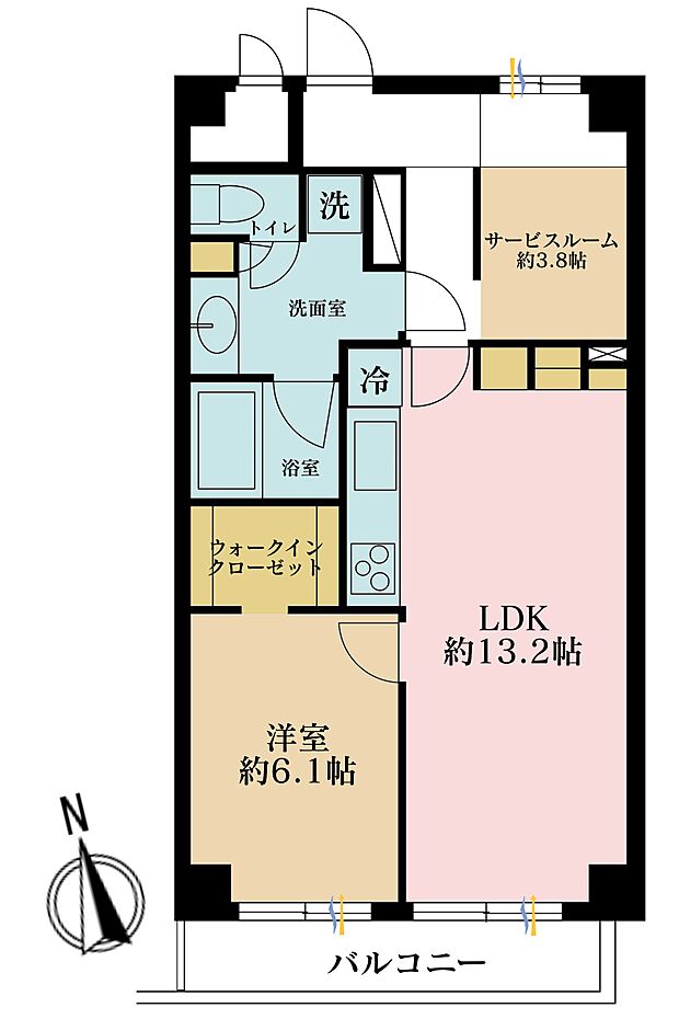 1LDK+S（納戸）、専有面積55m2、バルコニー面積4.95m2