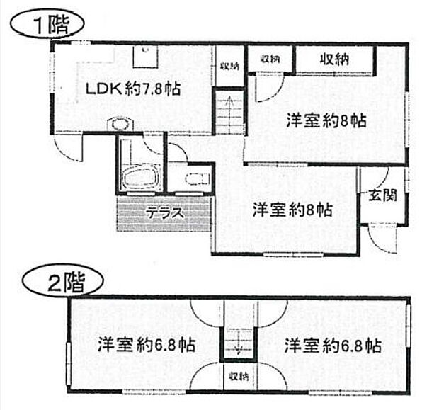 中古戸建　神戸市兵庫区湊川町9丁目(4DK)の間取り