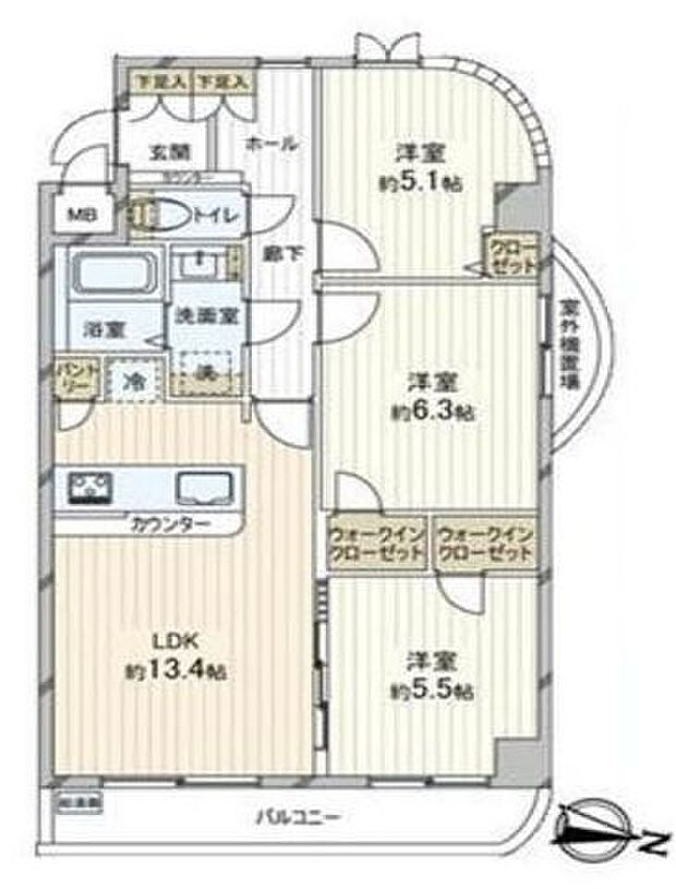 三方角部屋で通風良好♪WICが2ヵ所あり収納豊富でお部屋が片付き、居住スペースも広がります。