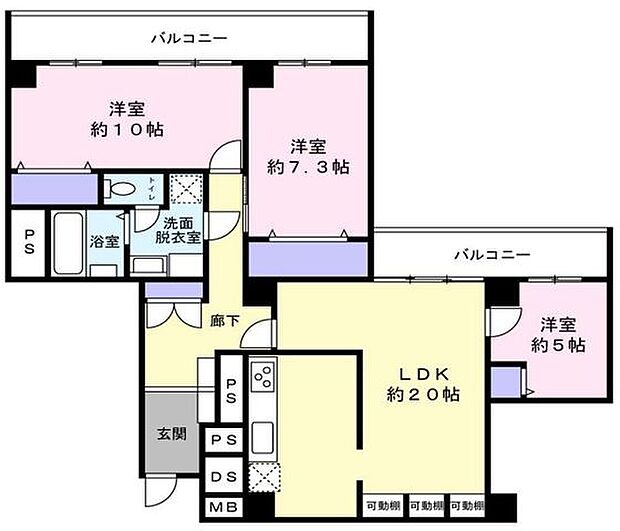 広々リビングと3つの個室。プライベートな空間と家族団らんの空間をセパレート。集中もリラックスもできる住空間で充実した暮らしをお届けします。