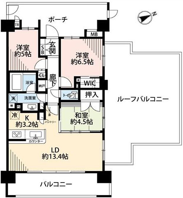 約42平米のルーフバルコニー付き。効率の良い家事同線を追求した水回り集中設計。各所に収納を設けた暮らしやすいプランです。