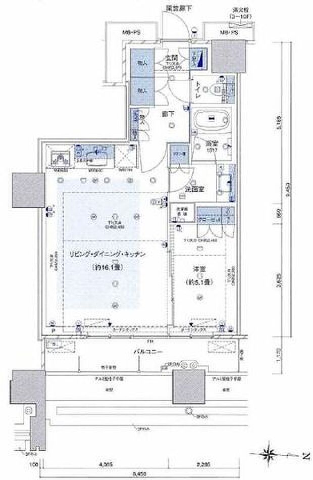 明るさと広さを兼ね備えた約16.1帖のLDK。浄水器、浴室乾燥機能など嬉しい設備が充実