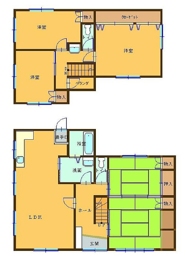 米子市河崎　中古住宅　1580万円(5LDK)の間取り