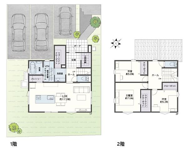 米子市大谷町　建売　3380万円(3LDK)の間取り