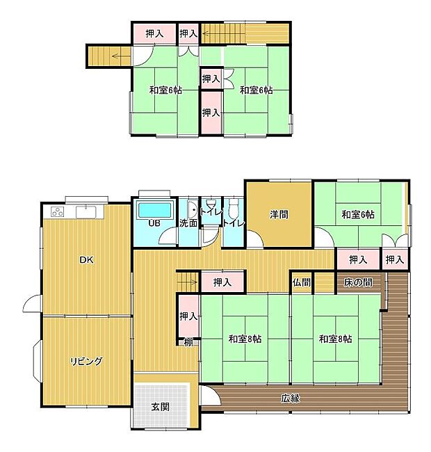 米子市東八幡　中古住宅　1460万円(5SLDK)の間取り