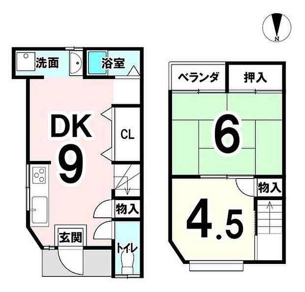 横大路下三栖辻堂町　中古テラスハウス(2LDK)の間取り