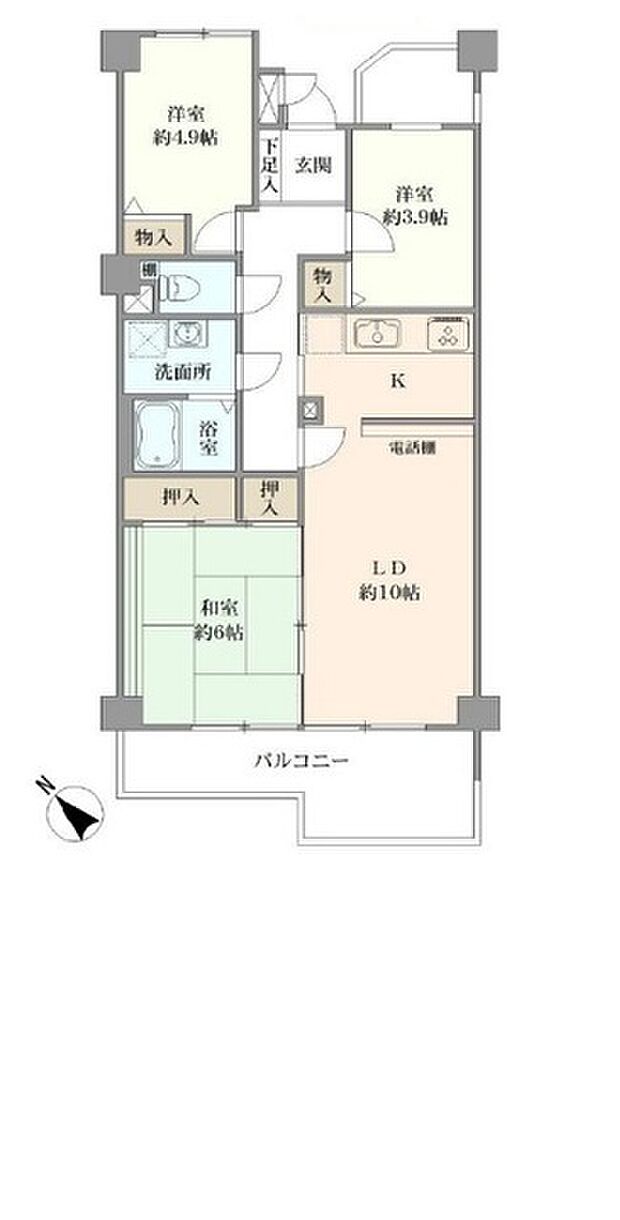 エンブレム春日部Ｉ(3LDK) 3階の間取り