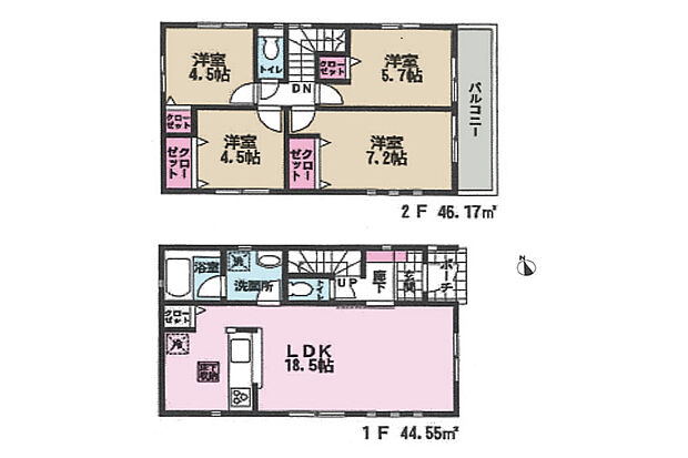 中古一戸建　藤沢市柄沢2丁目(4LDK)の間取り