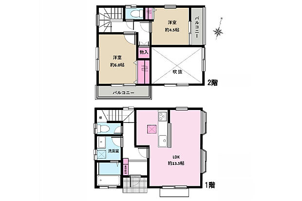 中古一戸建　藤沢市大庭(2LDK)の間取り