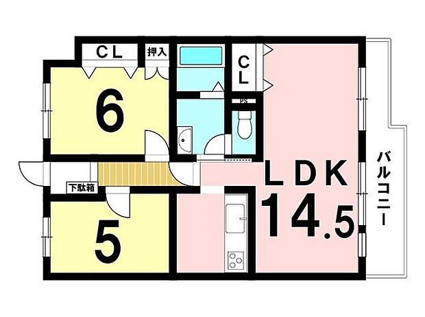 MACサンリバーハイツ河辺(2LDK) 3階の間取り