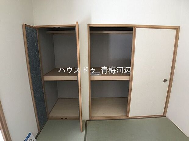 収納スペースもあり普段使いのお部屋の他に、お布団をしまうこともできるので来客時の寝室としてもお使いいただけます。