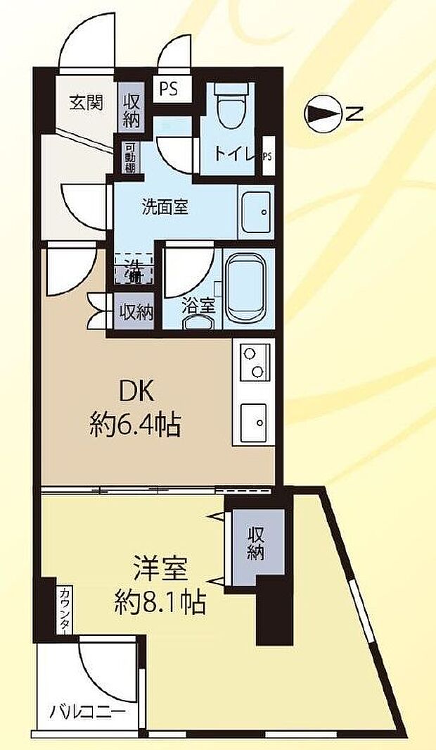 専有面積３９．６８平米の１ＤＫタイプ。室内は新規にフルリフォーム済です。４階の角部屋で、風の通るお部屋。かなり珍しい形の、面白い間取りのお部屋となりました。